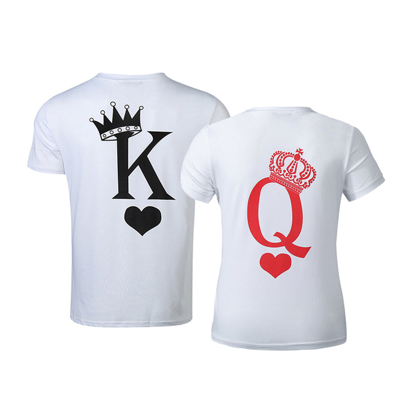 T-Shirts Couple (x2) | noms + numéros personnalisables | t-shirt king queen  à personnaliser, 100% coton