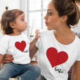 T Shirt Mère Fille Coeur Rouge