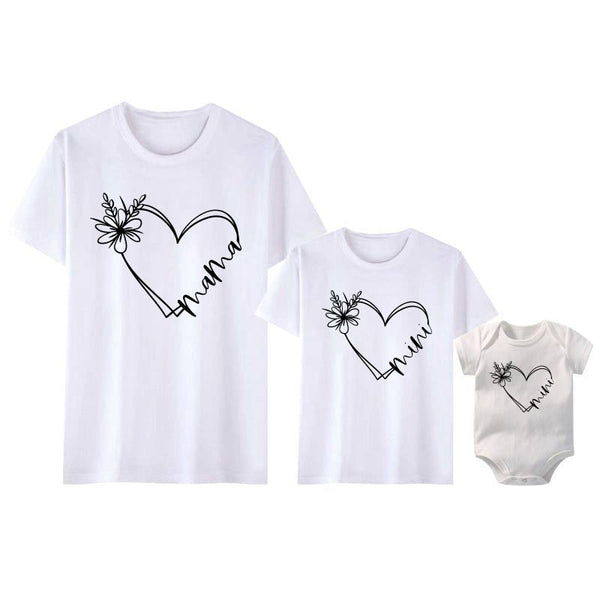 T Shirt Mère Fille Mama Coeur