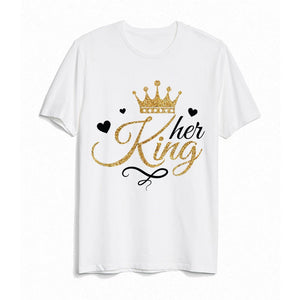 T Shirt Couple King Queen Doré