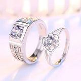 Bague Couple Solitaire Fleur