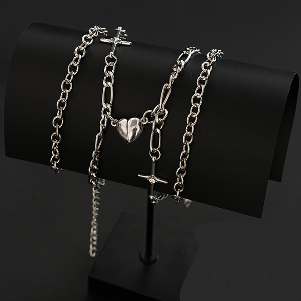 Bracelet Couple Double Coeur Croix