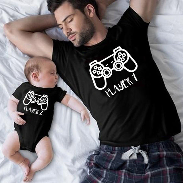 T Shirt Père Fils Console de Jeux