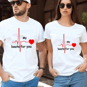 T Shirt Couple Battement de Coeur