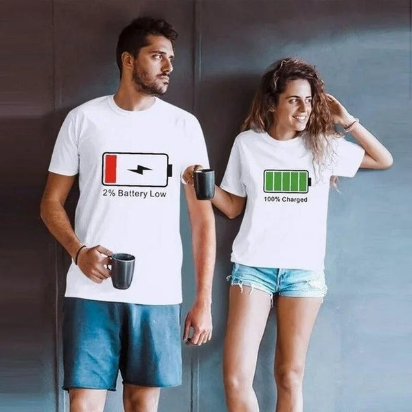 T Shirt Couple Batteries