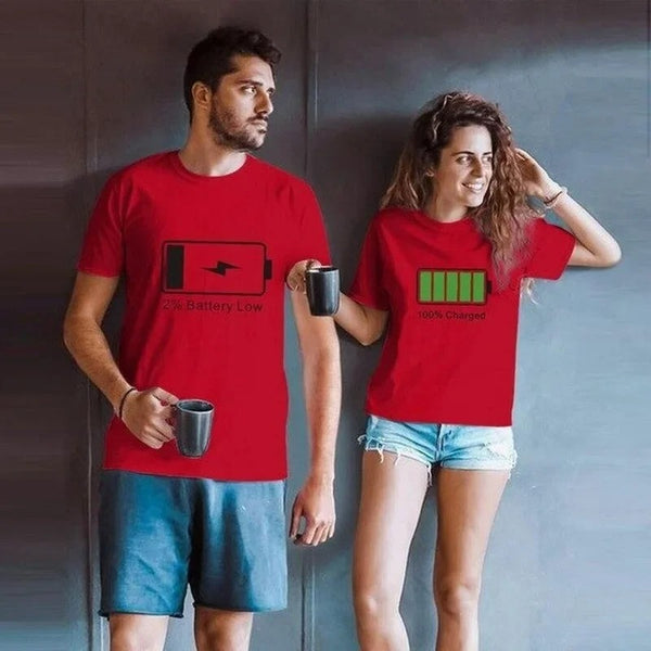 T Shirt Couple Batteries