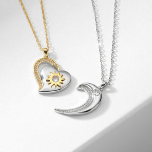 Collier Couple Coeur Soleil Lune