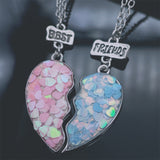 Collier Meilleures Amies Coeur Rose Bleu