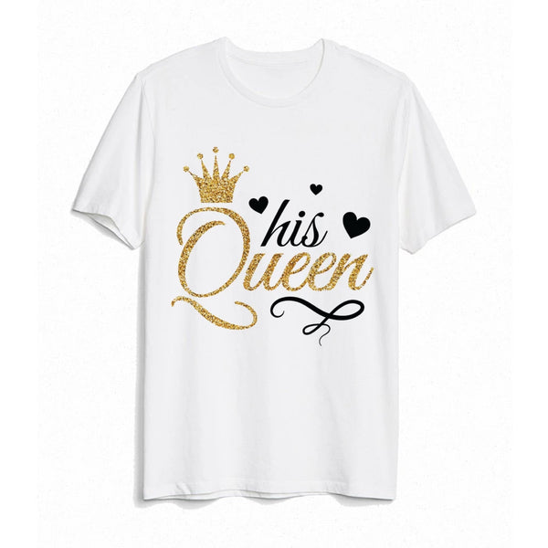 T Shirt Couple King Queen Doré