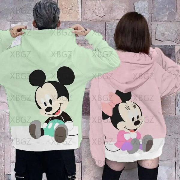 Sweat Couple Mickey Rose Vert