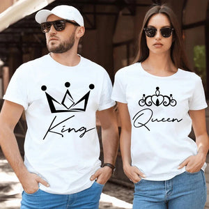 T Shirt Couple King Queen Moderne