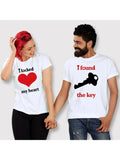 T Shirt Couple Coeur et Clé