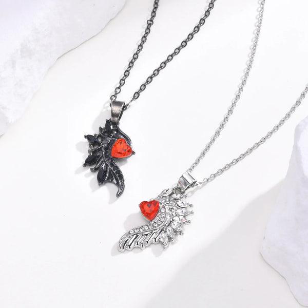 Collier Couple Coeur Rouge