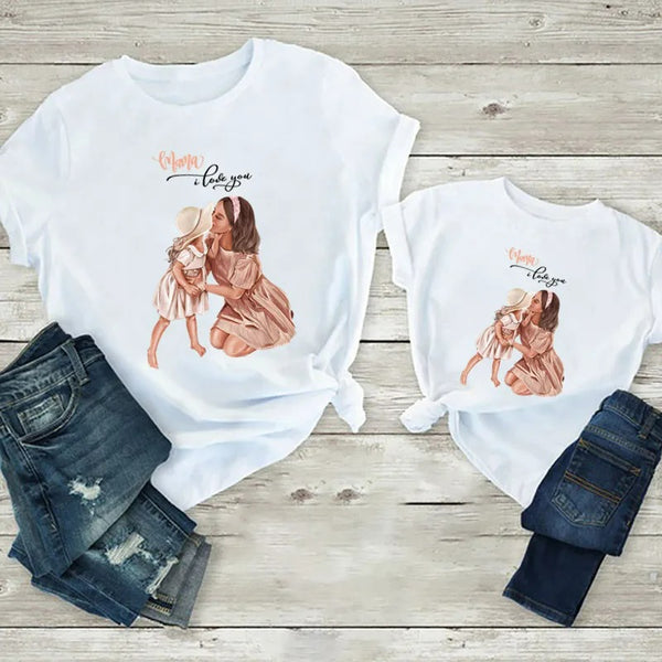 T Shirt Maman Fille Tenue d'Été