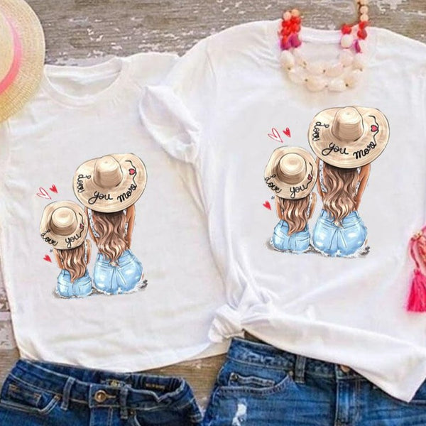 T Shirt Maman Fille Chapeau