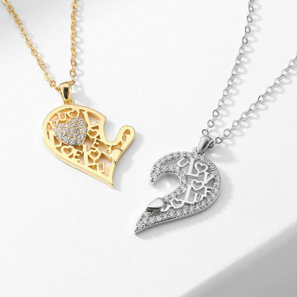 Collier Couple Coeur Pierres