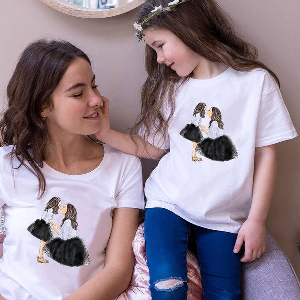 T Shirt Maman Fille Jupe Noire