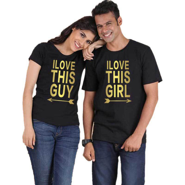 Tee Shirt Couple Amour Réciproque Noir - MatchingMood