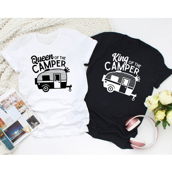 Tee Shirt Couple Camping King Queen - MatchingMood