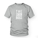 Tee Shirt Couple C'est Moi le Boss The Real Boss Gris