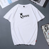 T Shirt Couple King Queen Disney - Queen Blanc