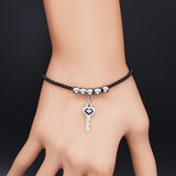 Bracelet Couple Cadenas Coeur Clef Bracelet noir - MatchingMood