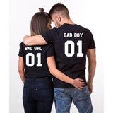 T Shirt Couple Bad Boy Bad Girl Motif dans le Dos